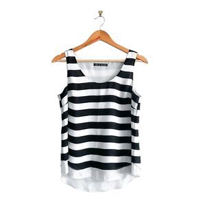 Zac & Rachel Sleeveless Blouse Striped Black White Tank Women's S Pullover